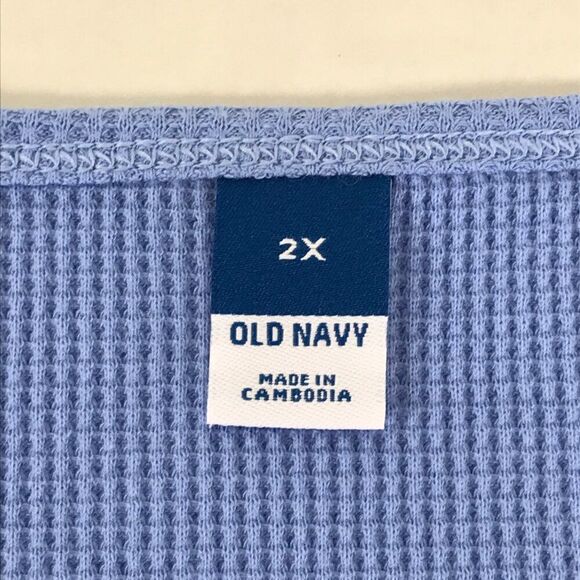 NEW Old Navy Waffle Lounge Short Sleeve Top Women's Plus Size 2X Blue Cropped - Picture 7 of 9